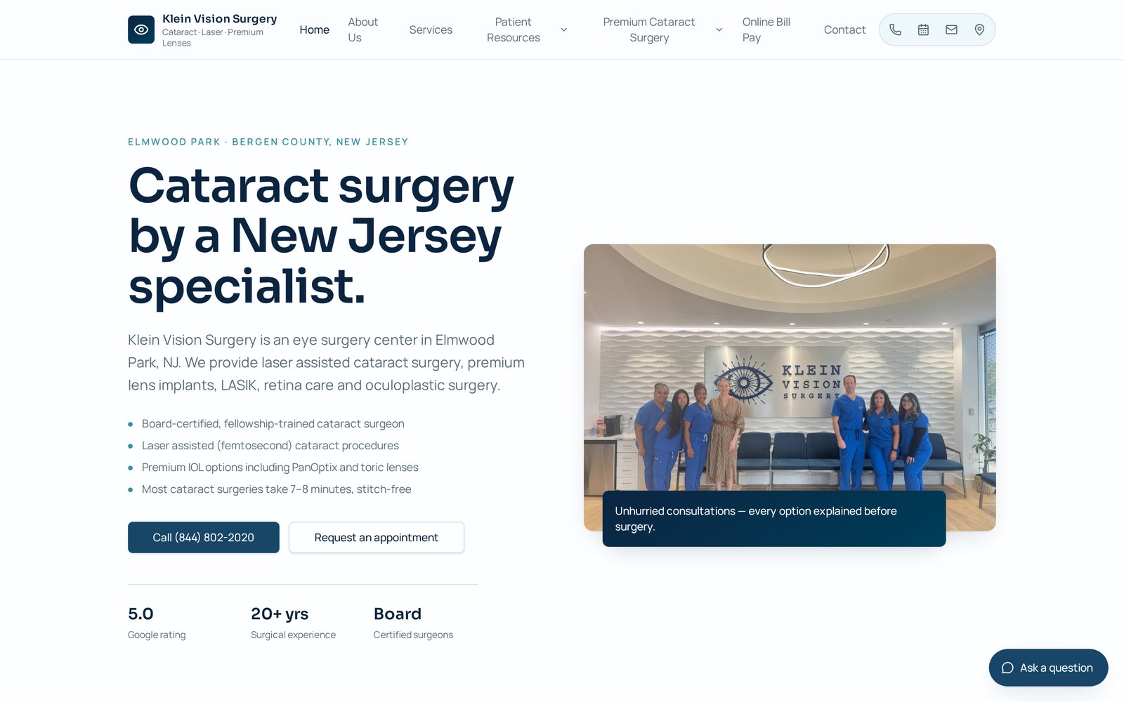 Klein Vision Surgery website preview
